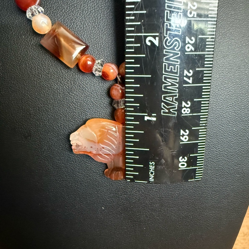 Red and Brown Carnelian Bear Pendant Necklace - Picture 10 of 11